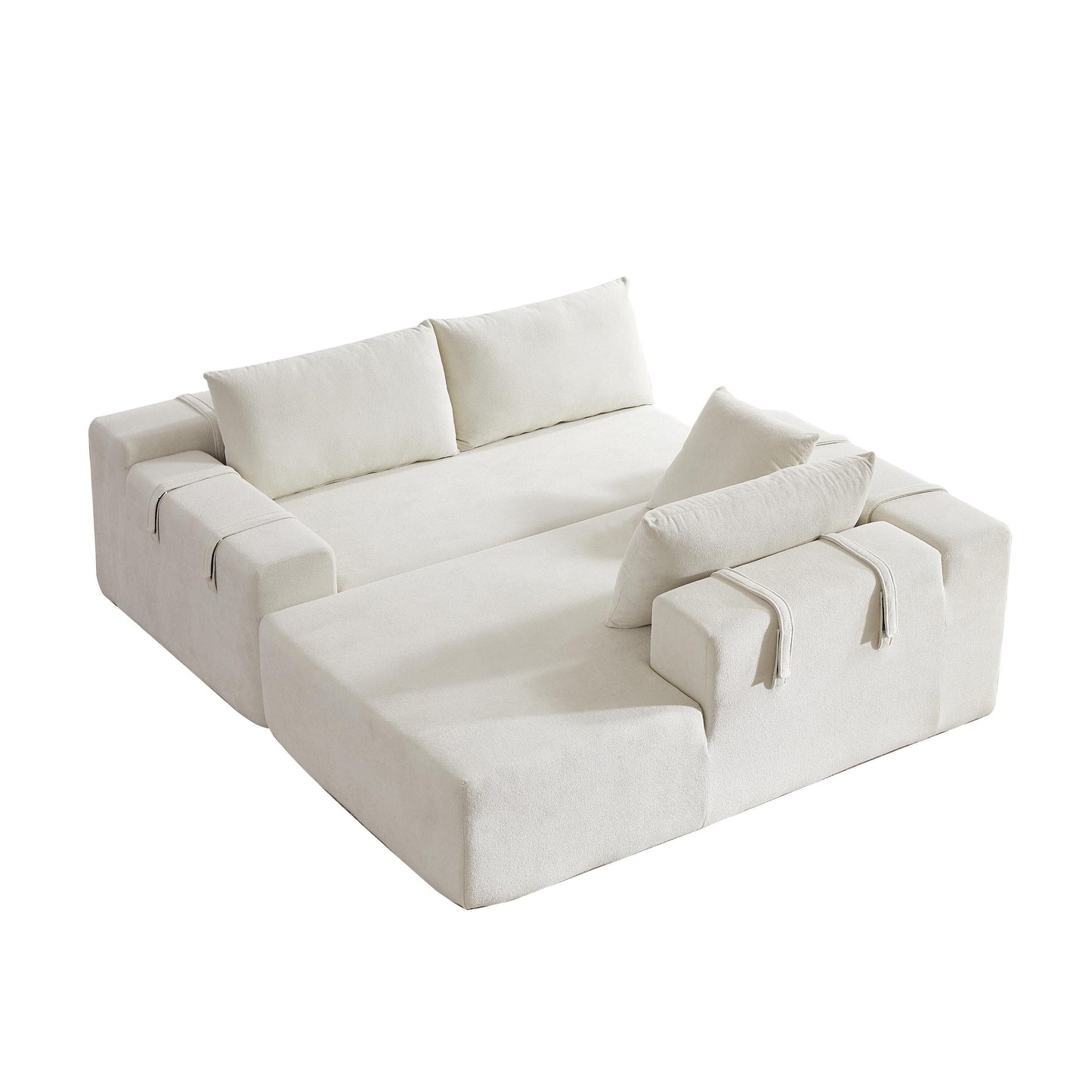 Canapé Cloud 3 places en velours côtelé avec 2 repose-pieds amovibles, canapé en U, siège profond rembourré 2 places avec 3 coussins