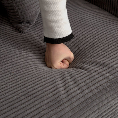 Canapé Cloud 3 places en velours côtelé avec 2 repose-pieds amovibles, canapé en U, siège profond rembourré 2 places avec 3 coussins