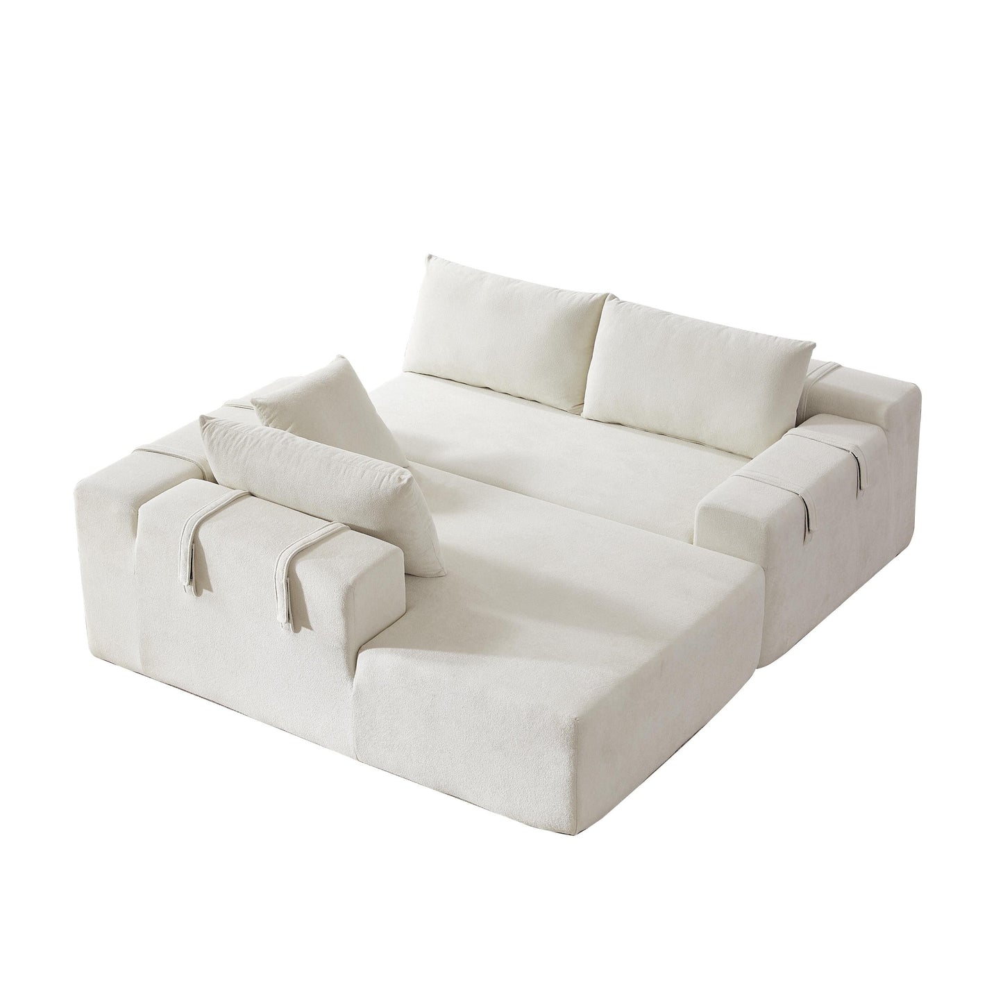 Canapé Cloud 3 places en velours côtelé avec 2 repose-pieds amovibles, canapé en U, siège profond rembourré 2 places avec 3 coussins