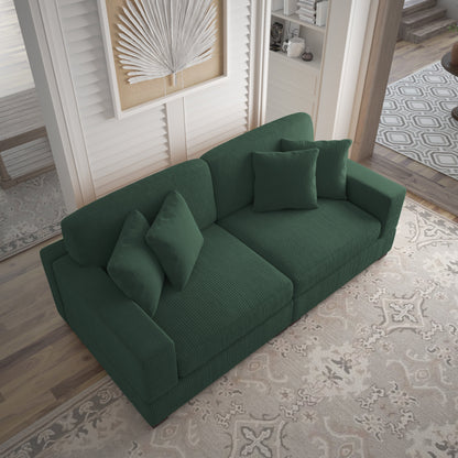 Canapé modulable sectionnel en velours côtelé avec oreillers