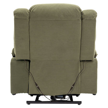 Fauteuil inclinable électrique en velours côtelé avec massage et accoudoirs extensibles