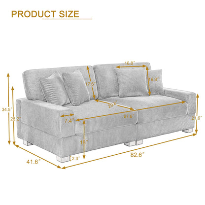 Canapé modulable sectionnel en velours côtelé avec oreillers