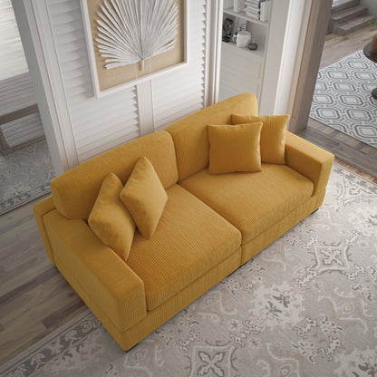 Canapé modulable sectionnel en velours côtelé avec oreillers
