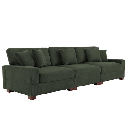 Canapé modulable sectionnel en velours côtelé avec oreillers