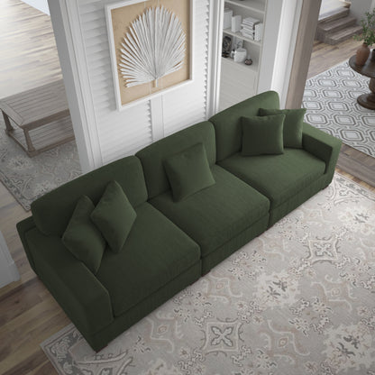 Canapé modulable sectionnel en velours côtelé avec oreillers