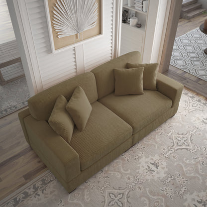 Canapé modulable sectionnel en velours côtelé avec oreillers