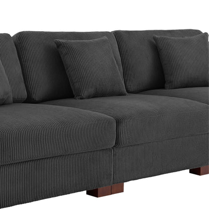 Canapé modulable sectionnel en velours côtelé avec oreillers