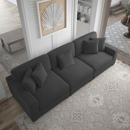 Canapé modulable sectionnel en velours côtelé avec oreillers