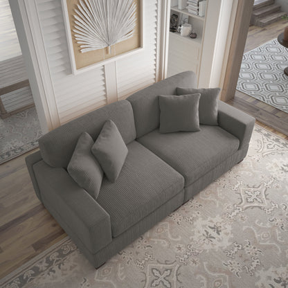 Canapé modulable sectionnel en velours côtelé avec oreillers