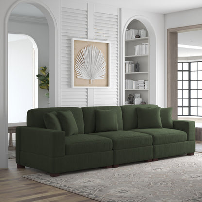 Canapé modulable sectionnel en velours côtelé avec oreillers