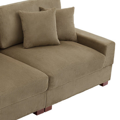 Canapé modulable sectionnel en velours côtelé avec oreillers