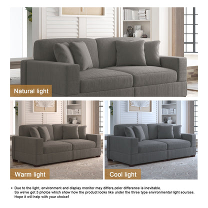 Canapé modulable sectionnel en velours côtelé avec oreillers