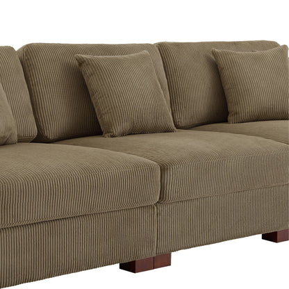 Canapé modulable sectionnel en velours côtelé avec oreillers