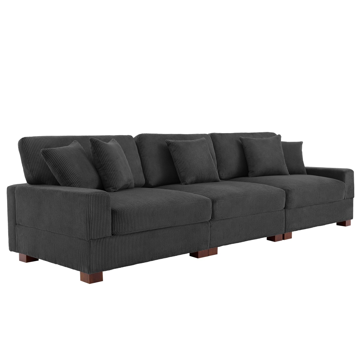 Canapé modulable sectionnel en velours côtelé avec oreillers