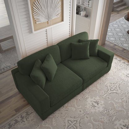 Canapé modulable sectionnel en velours côtelé avec oreillers