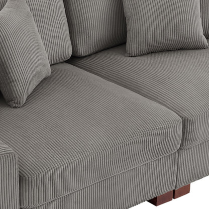 Canapé modulable sectionnel en velours côtelé avec oreillers