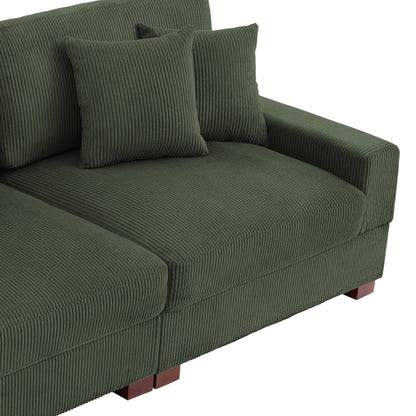 Canapé modulable sectionnel en velours côtelé avec oreillers