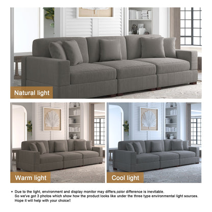 Canapé modulable sectionnel en velours côtelé avec oreillers