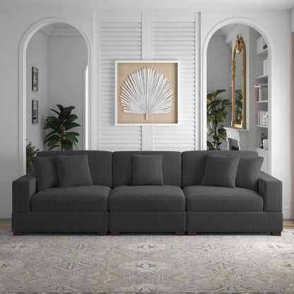 Canapé modulable sectionnel en velours côtelé avec oreillers