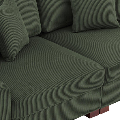 Canapé modulable sectionnel en velours côtelé avec oreillers