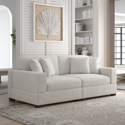 Canapé modulable sectionnel en velours côtelé avec oreillers