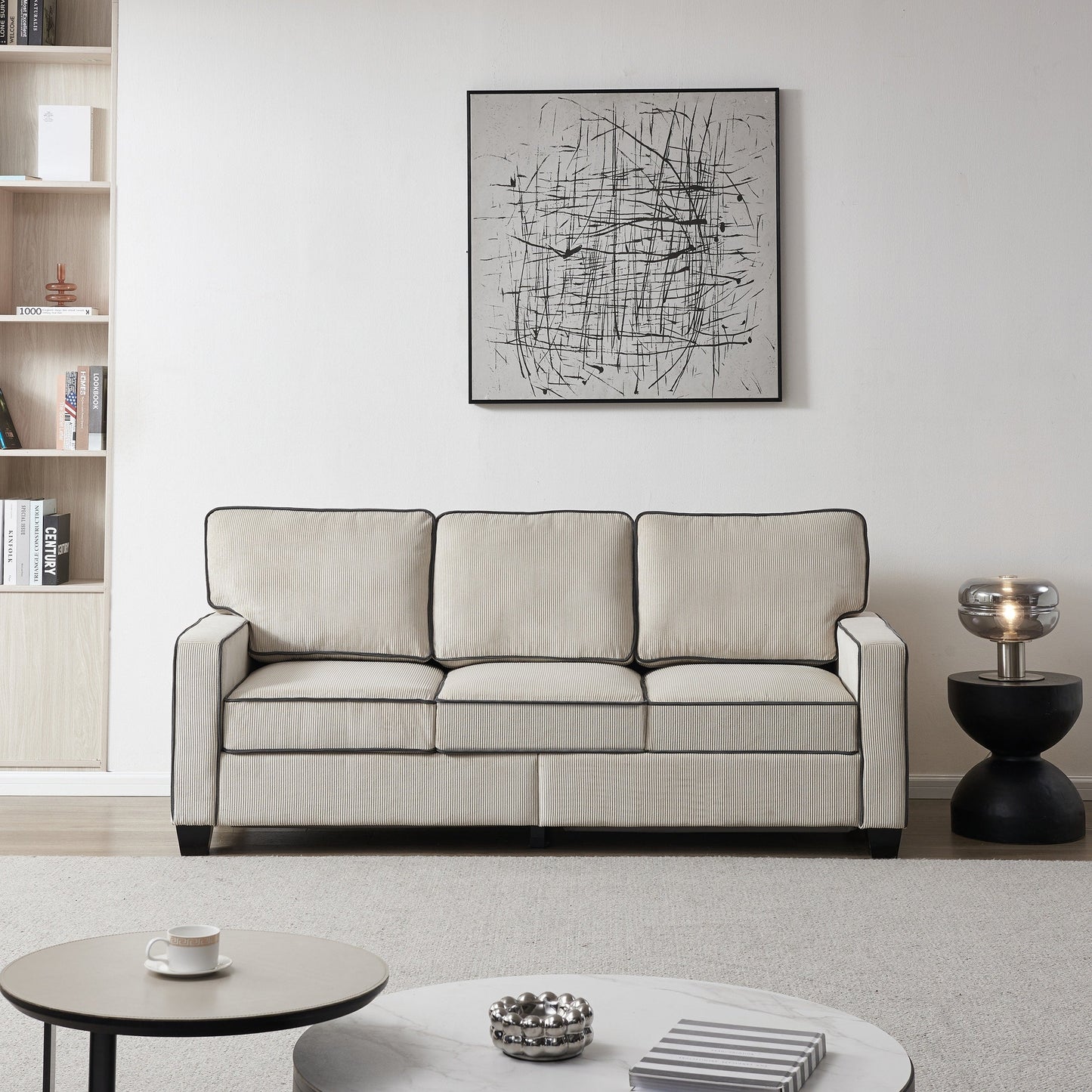 Canapé en velours côtelé avec rangement amovible - Modern Living Spaces