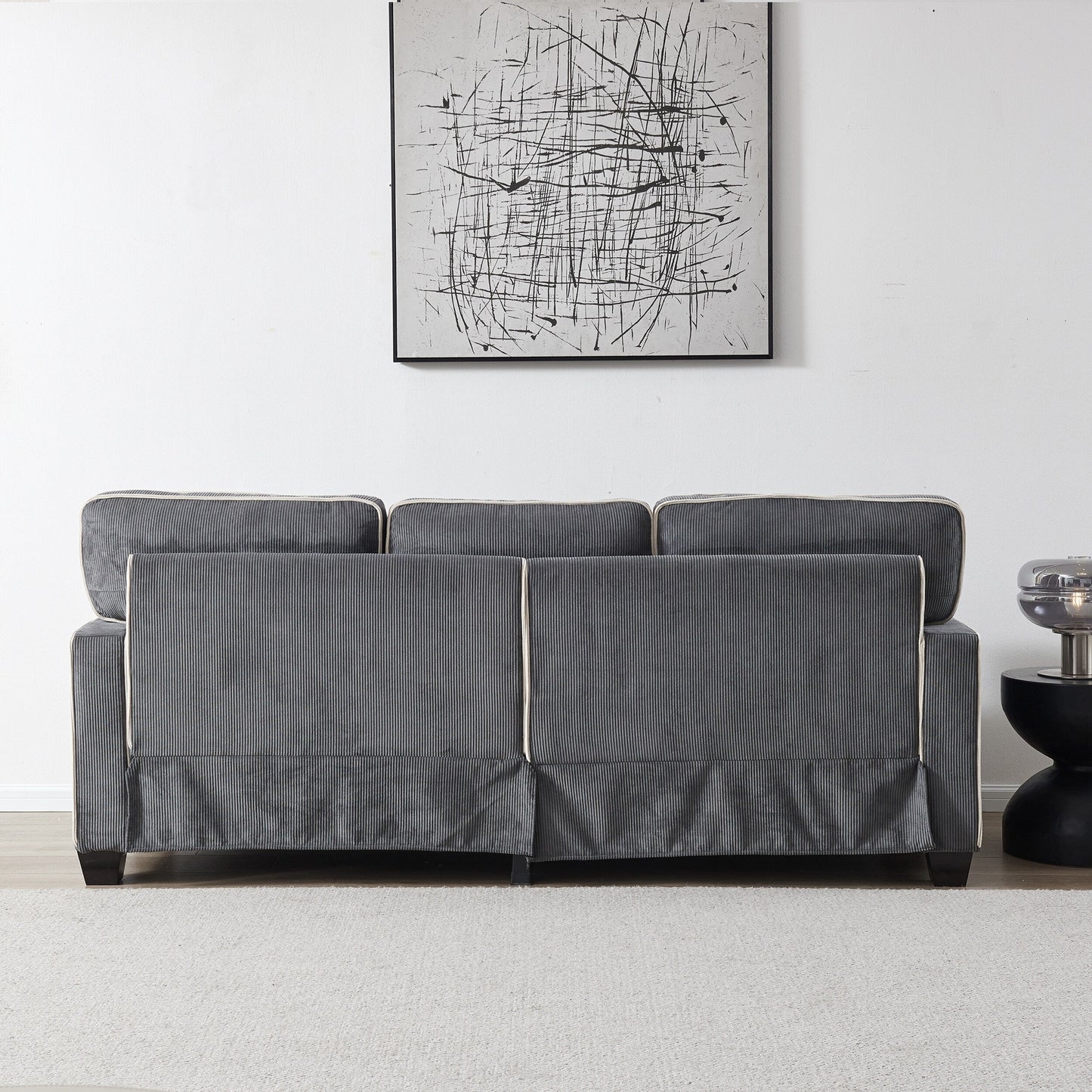 Canapé en velours côtelé avec rangement amovible - Modern Living Spaces