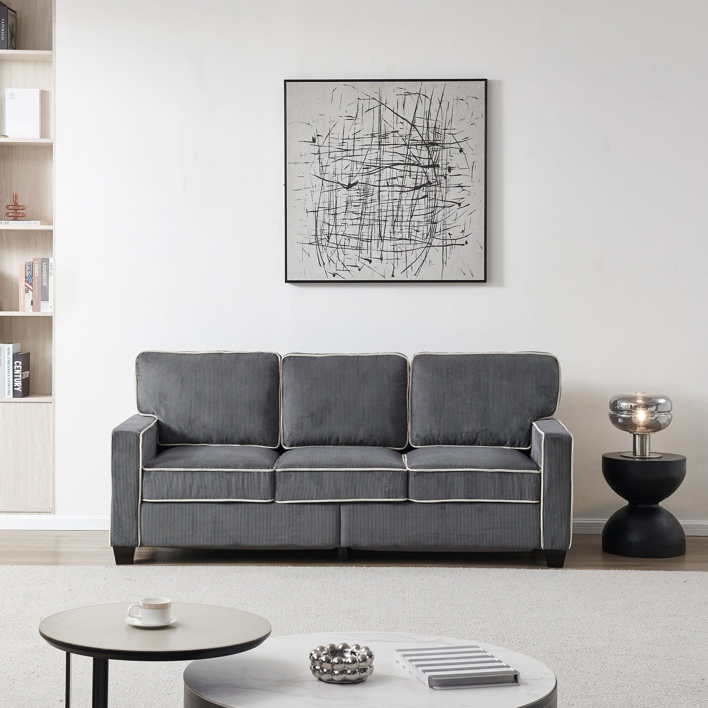 Canapé en velours côtelé avec rangement amovible - Modern Living Spaces