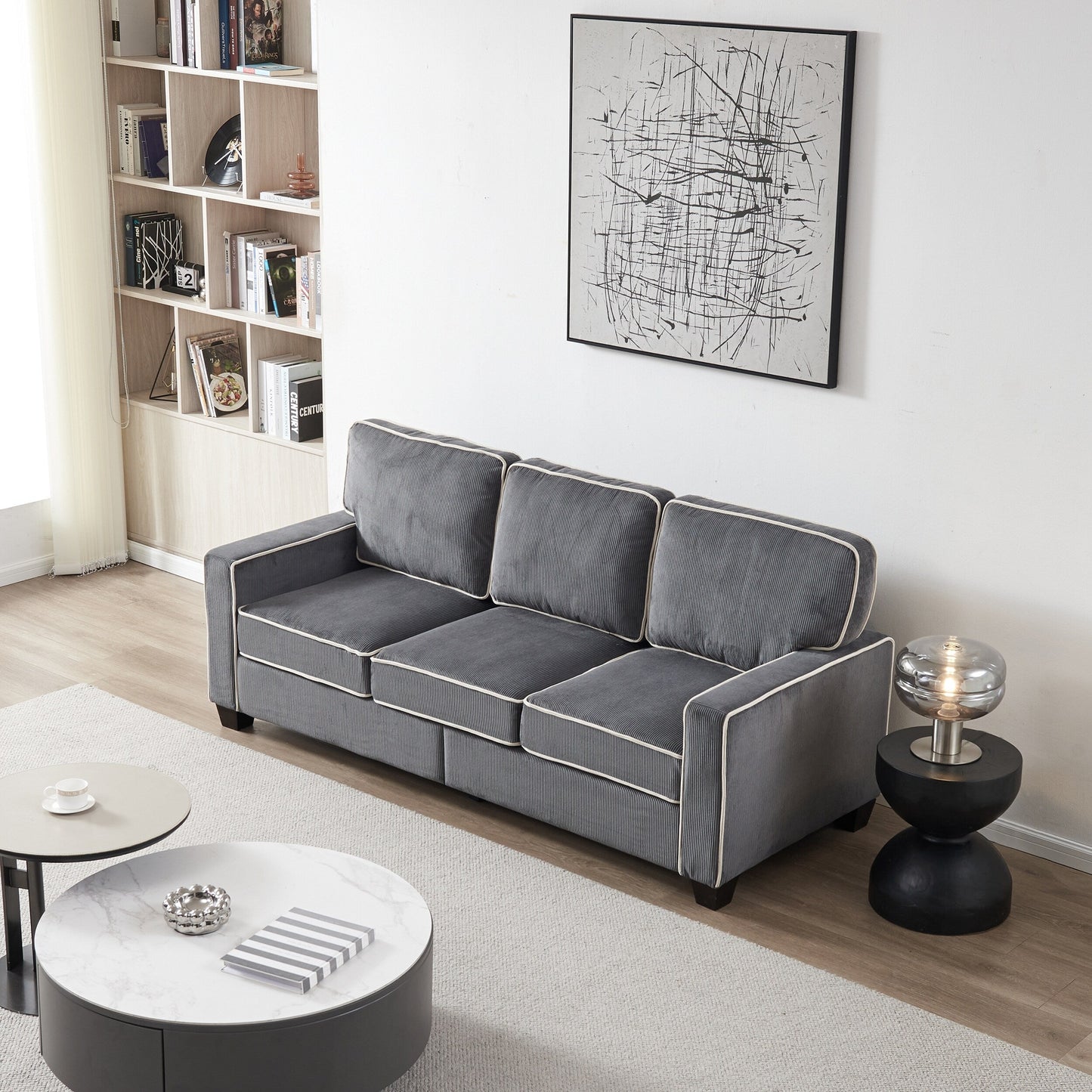Canapé en velours côtelé avec rangement amovible - Modern Living Spaces
