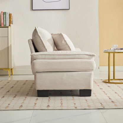 Canapé à assise profonde rembourré en velours côtelé