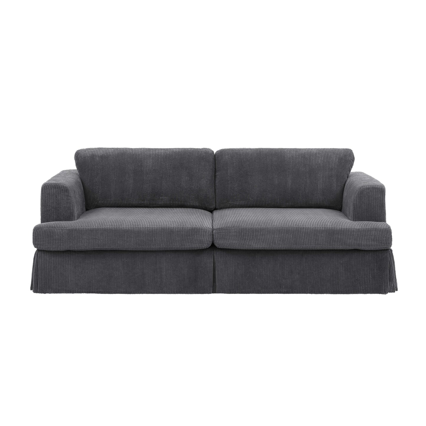 Canapé à jupe rembourré en velours côtelé - 39 P x 84,5 L x 33 H