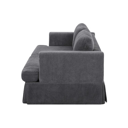 Canapé à jupe rembourré en velours côtelé - 39 P x 84,5 L x 33 H