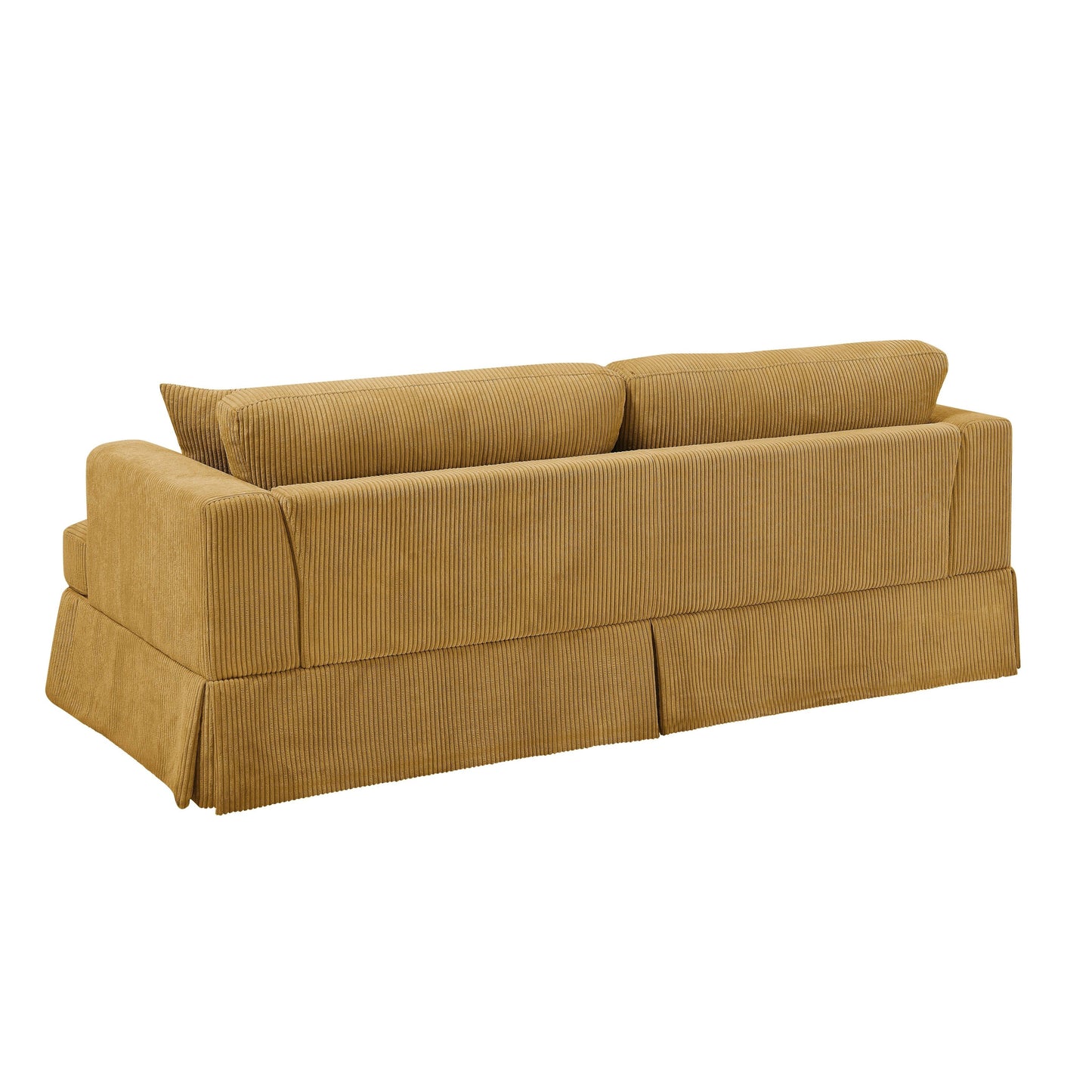 Canapé à jupe rembourré en velours côtelé - 39 P x 84,5 L x 33 H