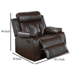 Fauteuil inclinable manuel Corie, coussiné, similicuir marron