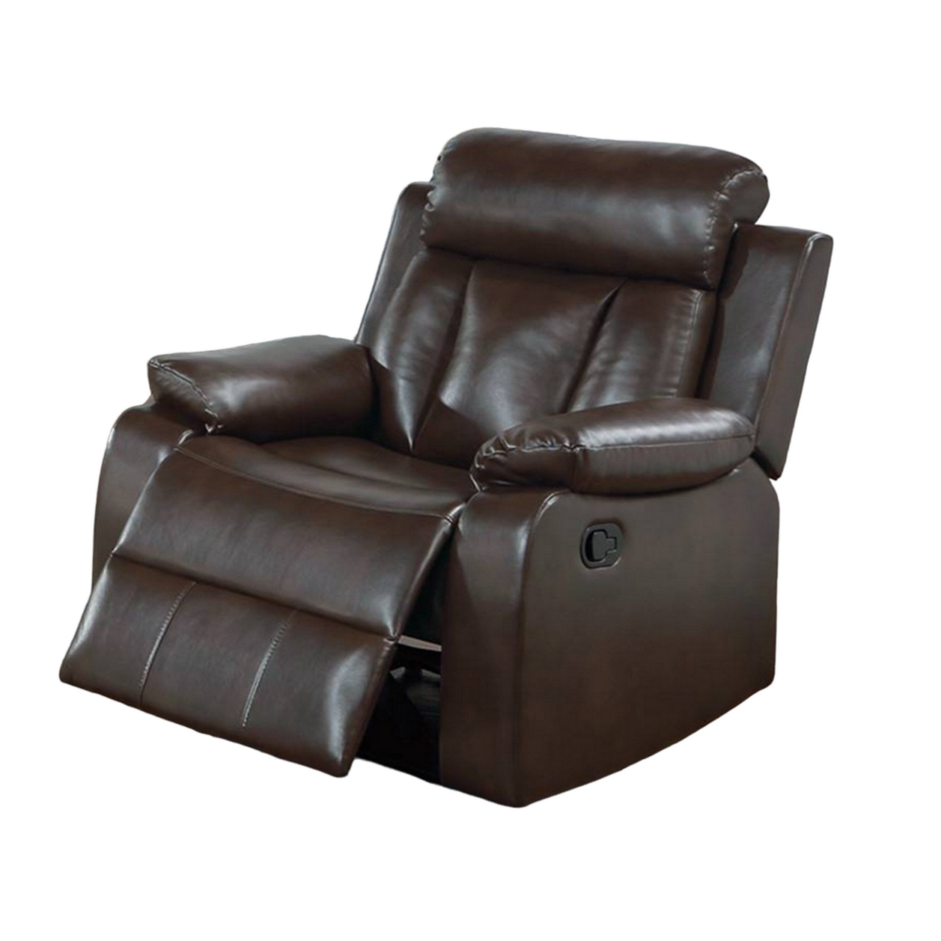 Fauteuil inclinable manuel Corie, coussiné, similicuir marron