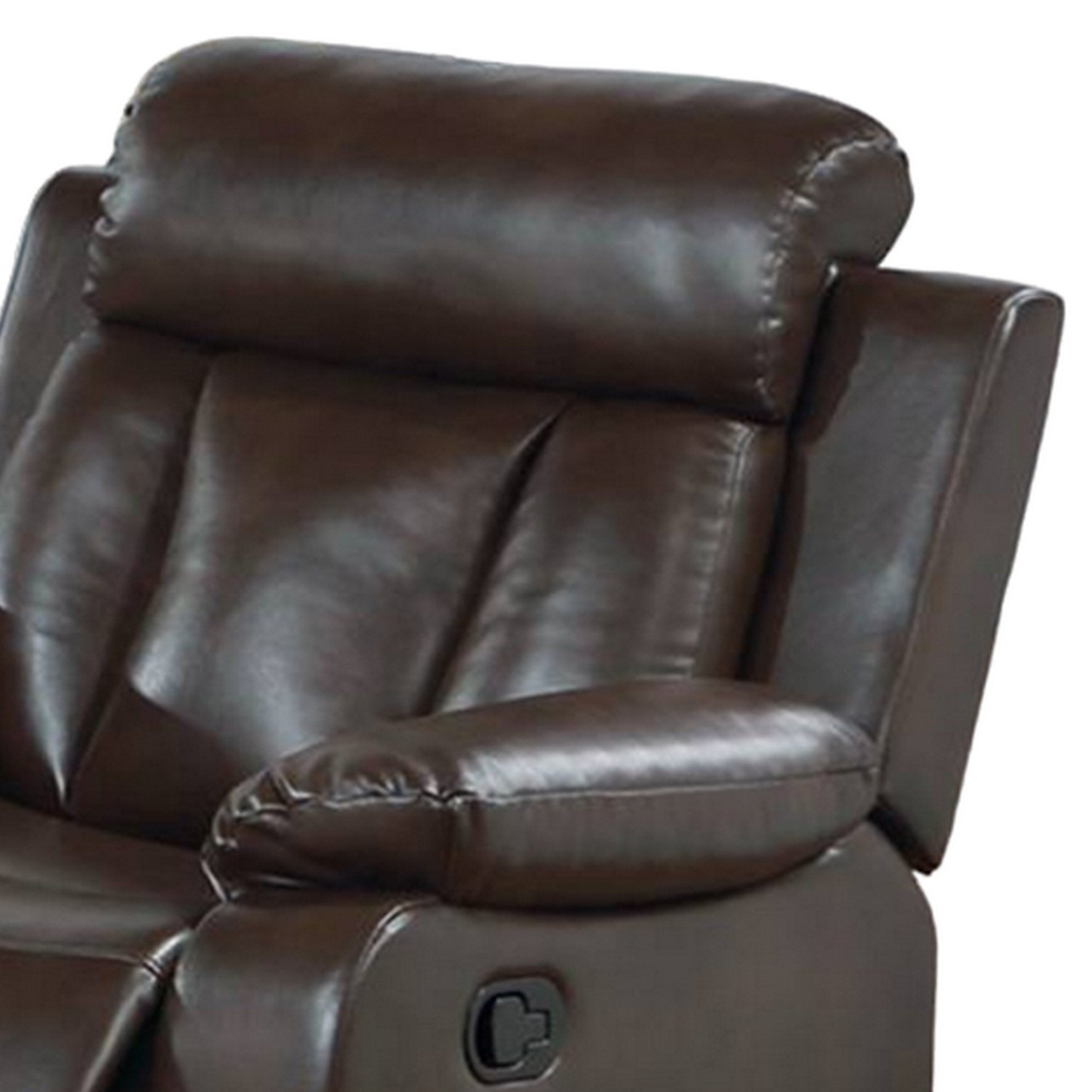 Fauteuil inclinable manuel Corie, coussiné, similicuir marron