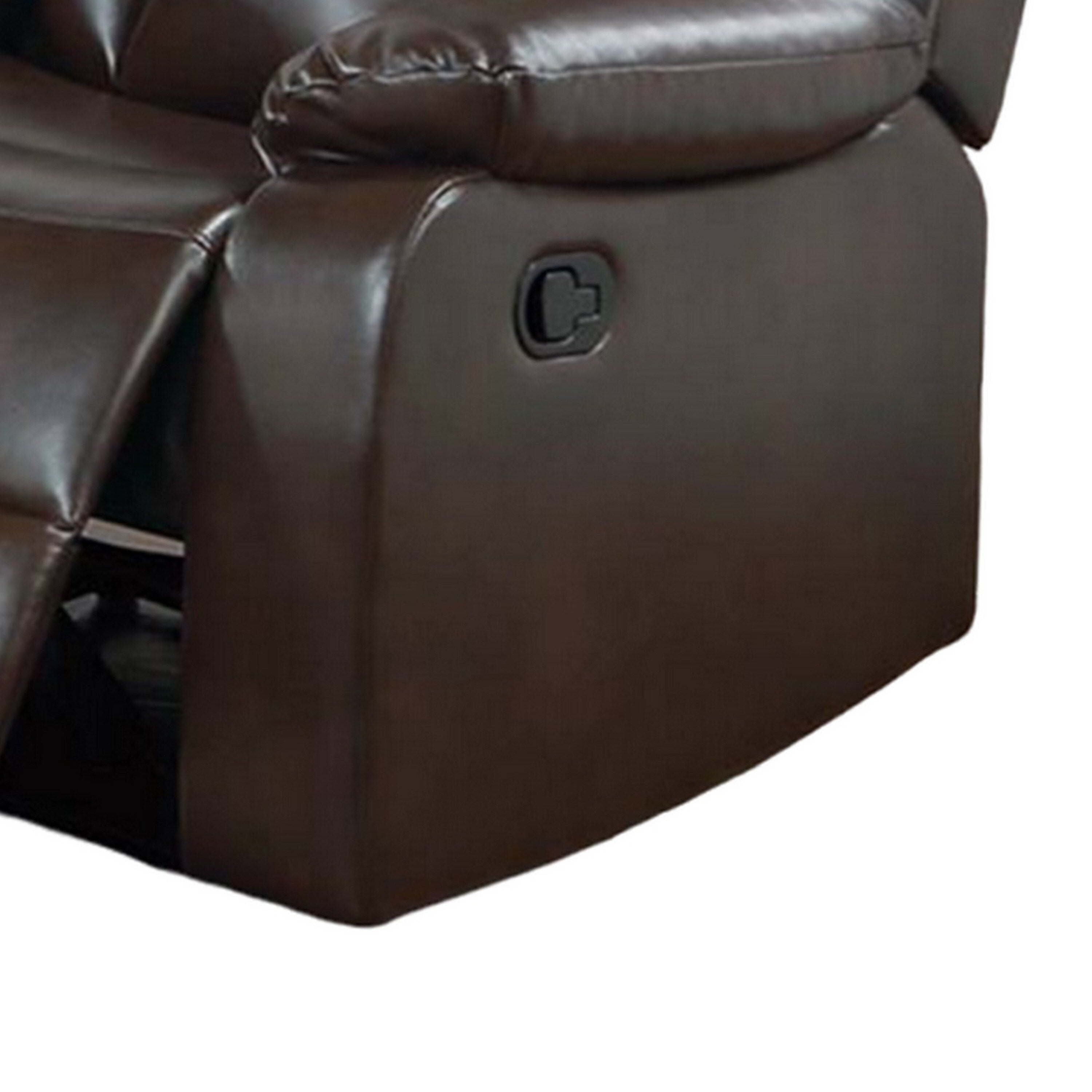 Fauteuil inclinable manuel Corie, coussiné, similicuir marron