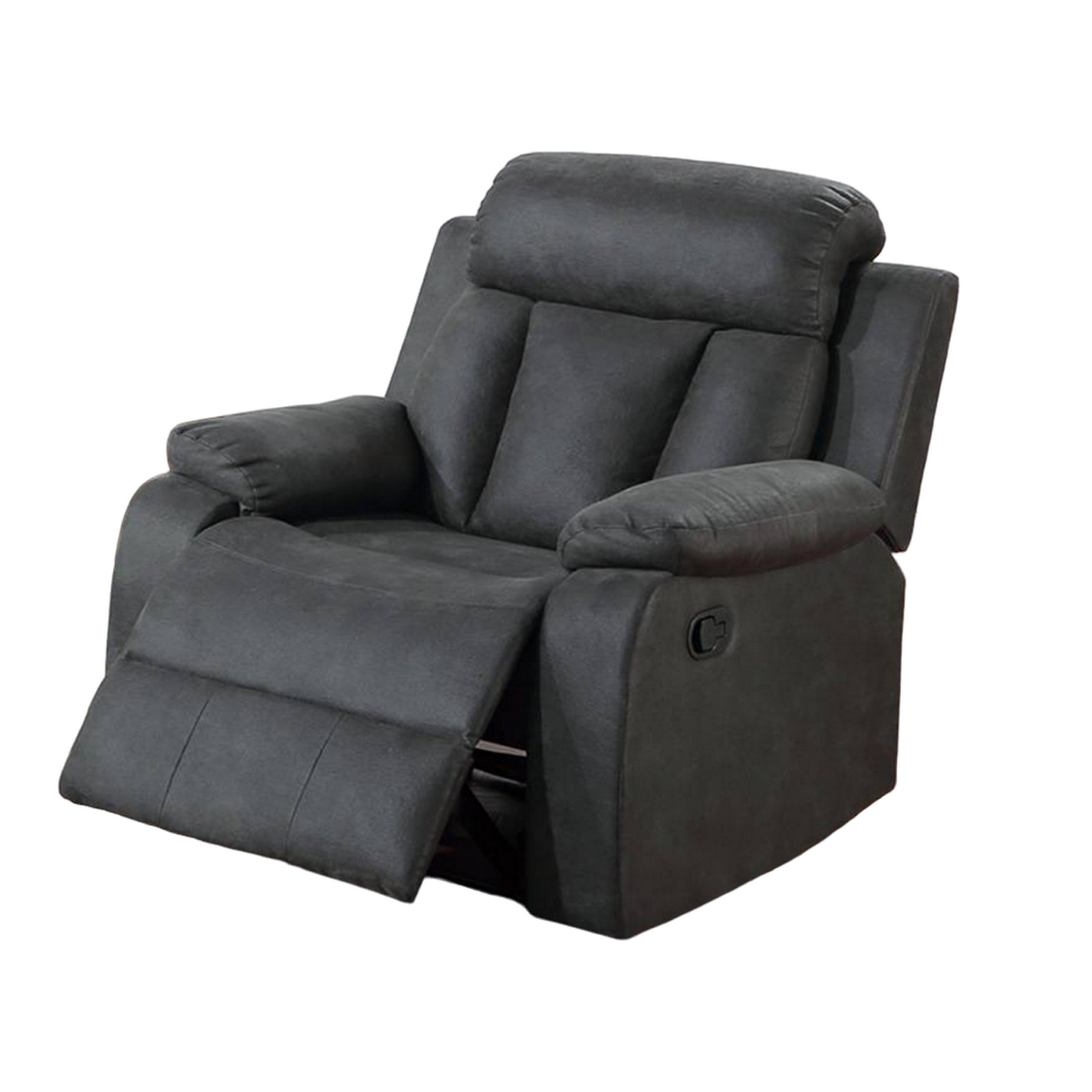 Fauteuil inclinable manuel Corie, coussiné, similicuir gris foncé