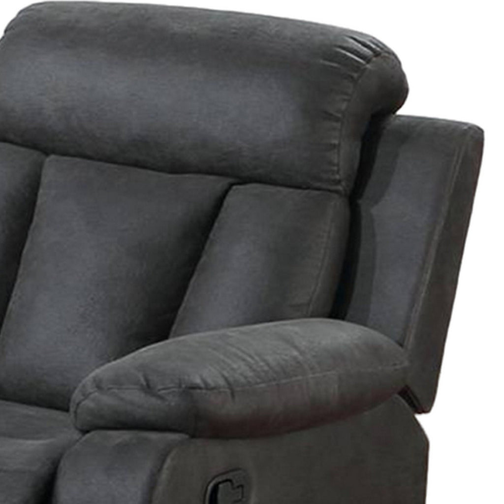 Fauteuil inclinable manuel Corie, coussiné, similicuir gris foncé