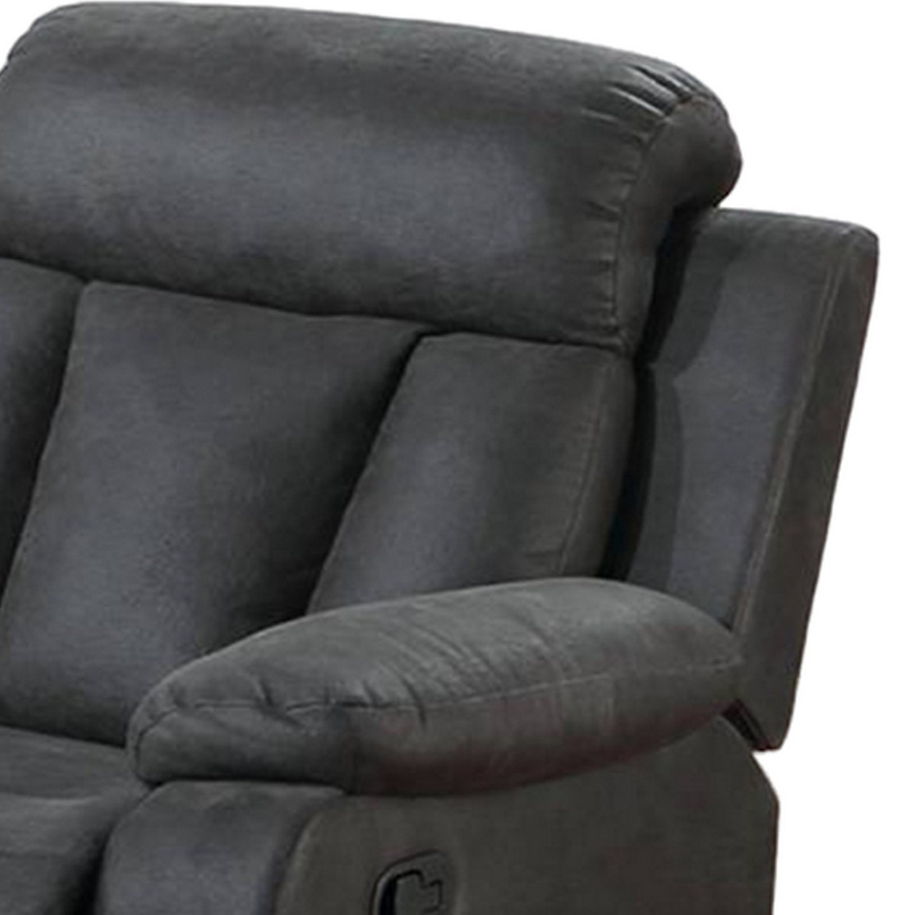 Fauteuil inclinable manuel Corie, coussiné, similicuir gris foncé