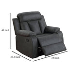 Fauteuil inclinable manuel Corie, coussiné, similicuir gris foncé