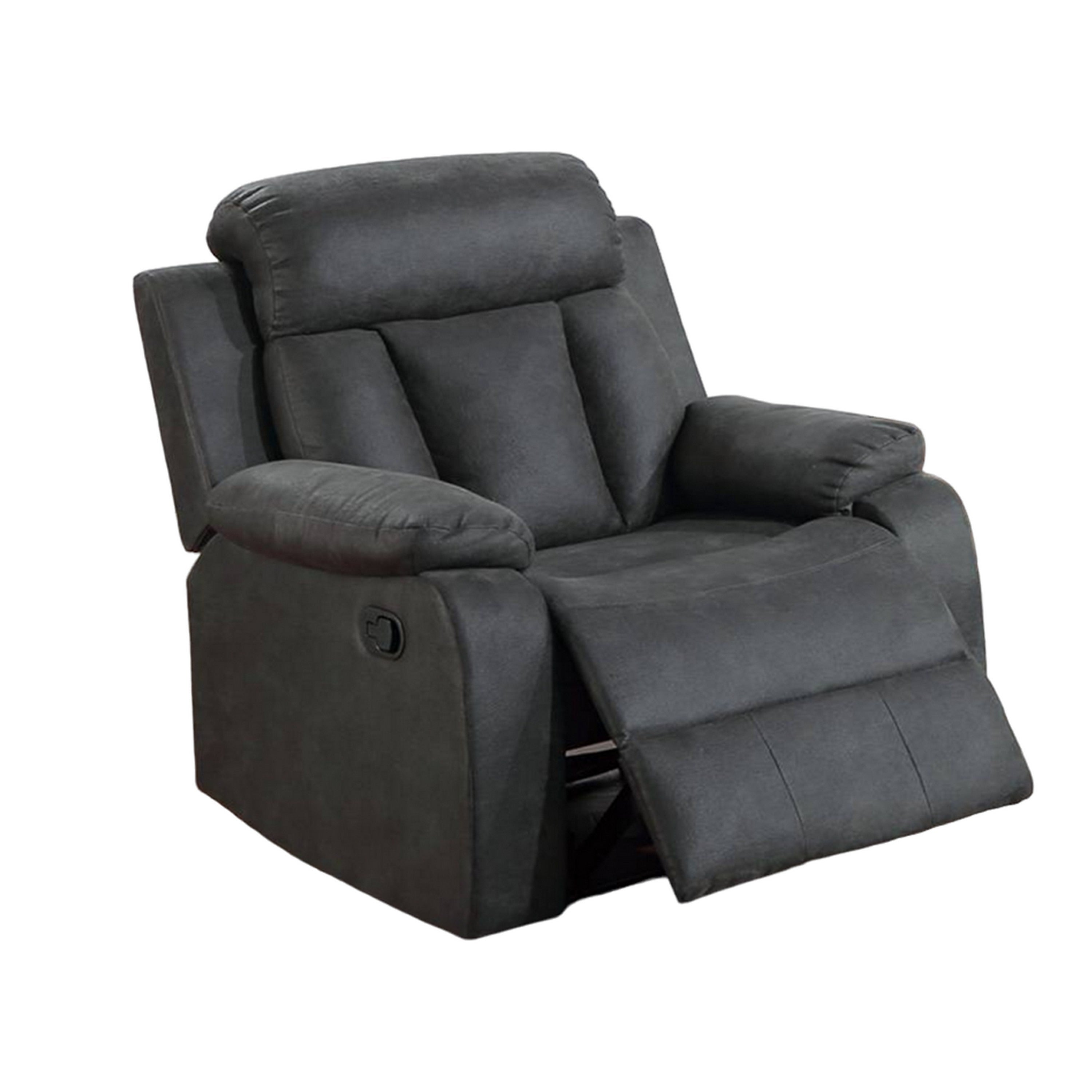 Fauteuil inclinable manuel Corie, coussiné, similicuir gris foncé