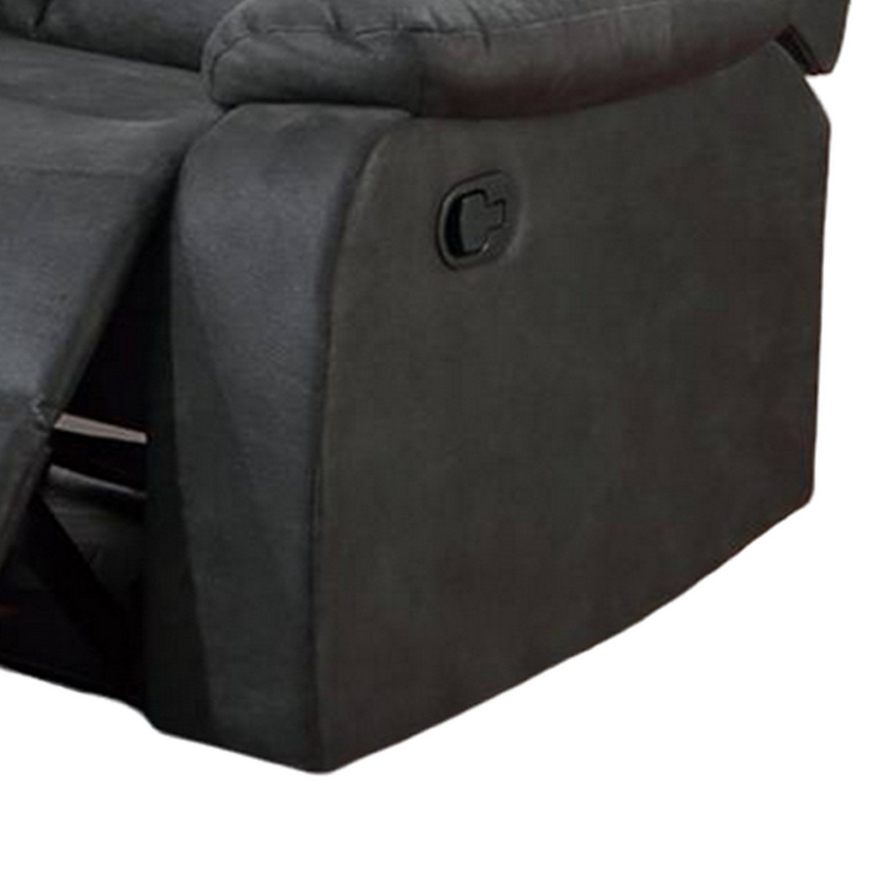 Fauteuil inclinable manuel Corie, coussiné, similicuir gris foncé