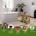 EcoDecors, Banc de douche élégant en teck, Tabouret de douche d'angle en teck, Banc de douche d'angle en teck, Avec étagère