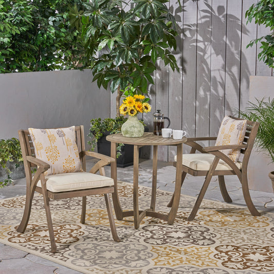 Ensemble bistrot d'extérieur Coronado 3 pièces en bois par Christopher Knight Home - N/A