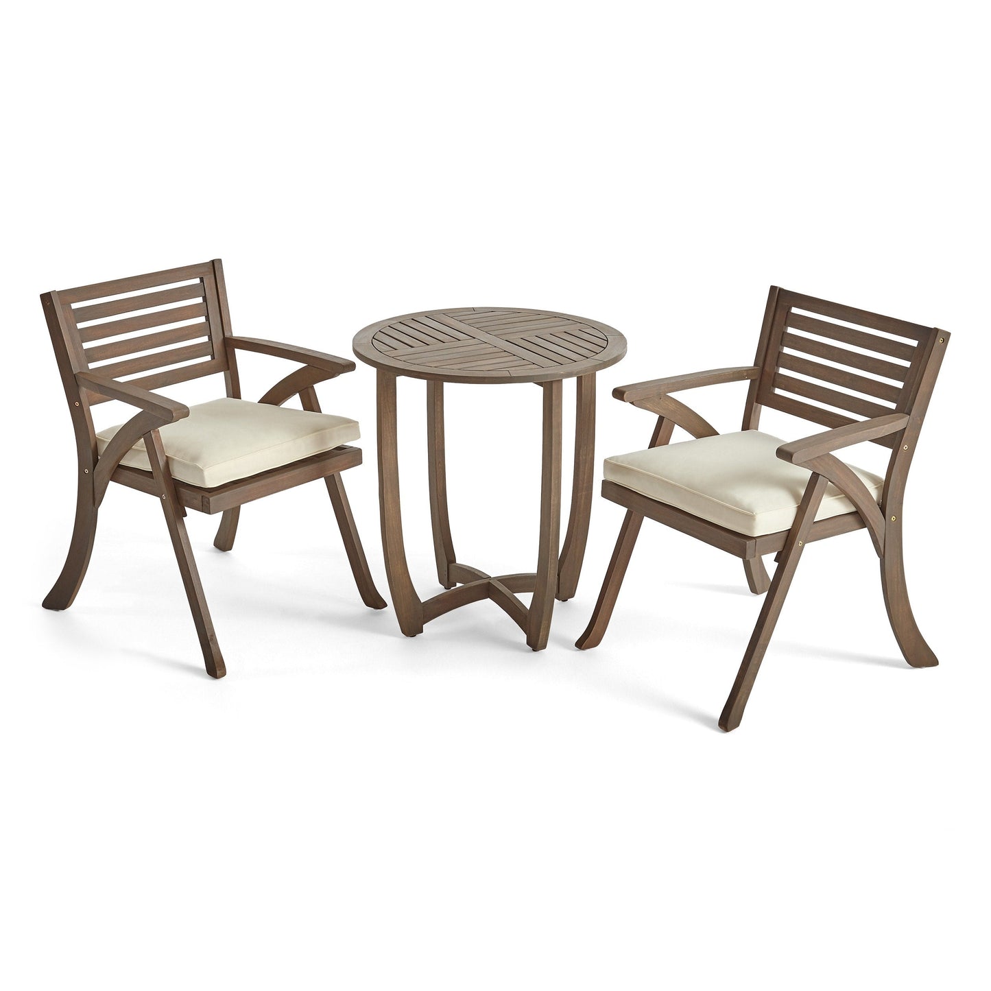 Ensemble bistrot d'extérieur Coronado 3 pièces en bois par Christopher Knight Home - N/A