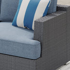 Ensemble de salon de jardin Corvus Ancud en osier 5 pièces avec coussins et oreillers Sunbrella