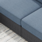 Ensemble de salon de jardin Corvus Ancud en osier 5 pièces avec coussins et oreillers Sunbrella