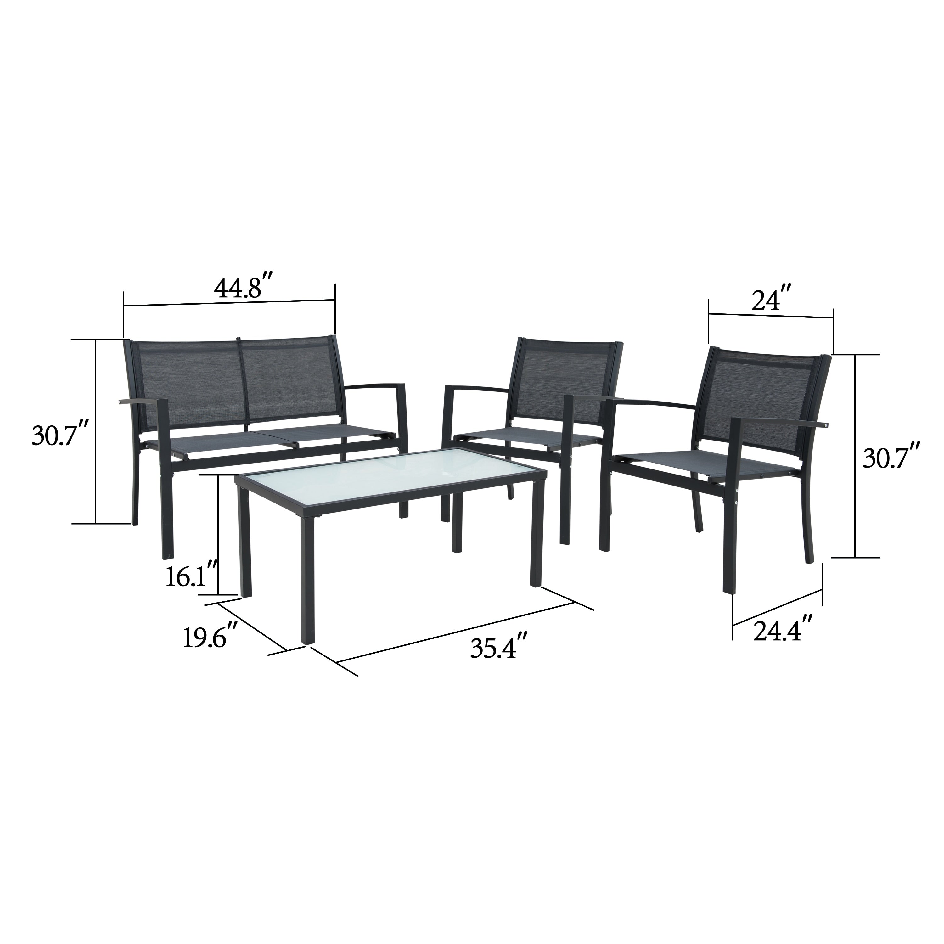 Ensemble de conversation en tissu élingue d'extérieur Corvus Antonio 4 pièces