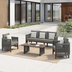 Ensemble de canapés de patio Corvus Iona 4 pièces en bois d'eucalyptus et corde avec tissu Sunbrella